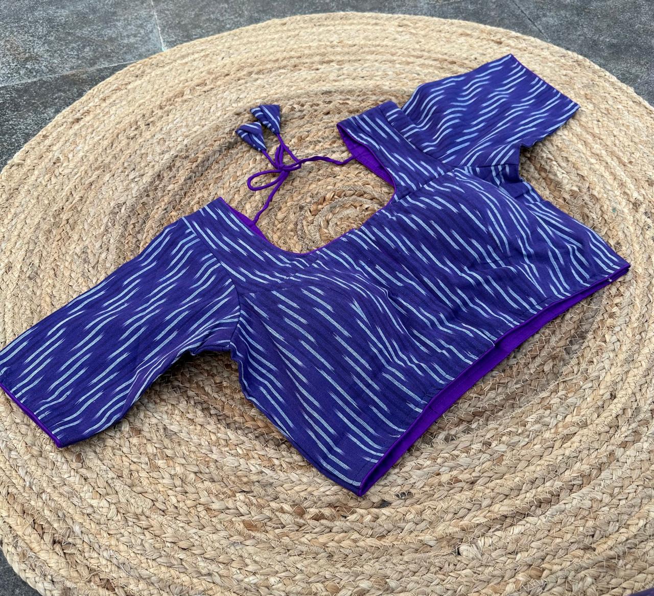 Indigo Ikat Print Blouse